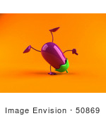 #50869 Royalty-Free (Rf) Illustration Of A 3d Eggplant Character Doing A Cartwheel - Version 2