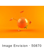 #50870 Royalty-Free (Rf) Illustration Of A 3d Naval Orange Character Doing A Cartwheel - Version 2