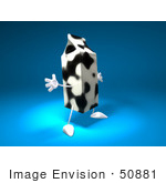 #50881 Royalty-Free (Rf) Illustration Of A 3d Cow Patterned Milk Carton Character Holding Its Arms Out - Version 2