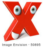 #50895 Royalty-Free (Rf) Illustration Of A 3d Red Character Letter X