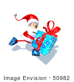 #50982 Royalty-Free (Rf) Illustration Of A 3d Santa Claus Inline Skating With A Gift - Version 3
