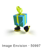 #50997 Royalty-Free (Rf) Illustration Of A 3d Blue Present Character Inline Skating - Version 1