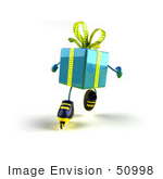 #50998 Royalty-Free (Rf) Illustration Of A 3d Blue Present Character Inline Skating - Version 3