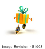 #51003 Royalty-Free (Rf) Illustration Of A 3d Yellow Present Character Inline Skating - Version 3