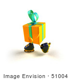 #51004 Royalty-Free (Rf) Illustration Of A 3d Yellow Present Character Inline Skating - Version 1