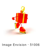 #51006 Royalty-Free (Rf) Illustration Of A 3d Red Present Character Inline Skating - Version 2