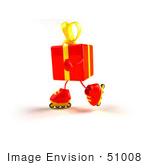 #51008 Royalty-Free (Rf) Illustration Of A 3d Red Present Character Inline Skating - Version 3