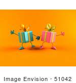 #51042 Royalty-Free (Rf) Illustration Of Two 3d Present Characters Holding Hands - Version 2