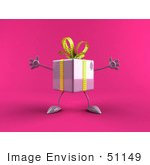 #51149 Royalty-Free (Rf) Illustration Of A 3d Purple Present Character With Open Arms - Version 2