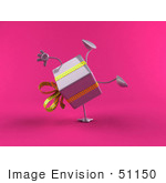 #51150 Royalty-Free (Rf) Illustration Of A 3d Purple Present Character Doing A Cartwheel - Version 2