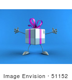 #51152 Royalty-Free (Rf) Illustration Of A 3d Blue Present Character With Open Arms - Version 2