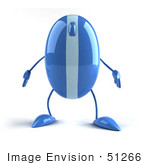 #51266 Royalty-Free (Rf) Illustration Of A 3d Wireless Blue Computer Mouse Mascot Standing And Facing Front - Version 1