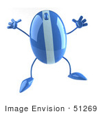 #51269 Royalty-Free (Rf) Illustration Of A 3d Wireless Blue Computer Mouse Mascot Jumping - Version 2