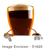 #51620 Royalty-Free (Rf) Illustration Of A 3d Beer Mascot Gesturing A Peace Sign And Standing Behind A Blank Sign