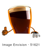 #51621 Royalty-Free (Rf) Illustration Of A 3d Beer Mascot Giving The Thumbs Up And Standing Behind A Blank Sign