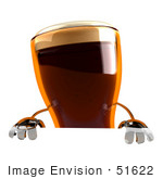 #51622 Royalty-Free (Rf) Illustration Of A 3d Beer Mascot Standing Behind A Blank Sign