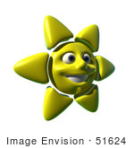 #51624 Royalty-Free (Rf) Illustration Of A 3d Happy Yellow Sun Smiling - Version 2