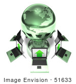 #51633 Royalty-Free (Rf) Illustration Of 3d Laptops Circling A Green Globe