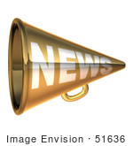 #51636 Royalty-Free (Rf) Illustration Of A 3d Gold News Megaphone - Version 4