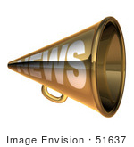 #51637 Royalty-Free (Rf) Illustration Of A 3d Gold News Megaphone - Version 2