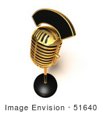 #51640 Royalty-Free (Rf) Illustration Of A 3d Retro Golden Microphone On A Counter - Version 6