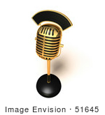 #51645 Royalty-Free (Rf) Illustration Of A 3d Retro Golden Microphone On A Counter - Version 4