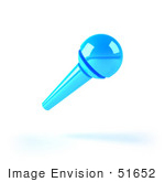#51652 Royalty-Free (Rf) Illustration Of A 3d Blue Microphone On A Handle - Version 4
