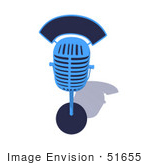 #51655 Royalty-Free (Rf) Illustration Of A 3d Blue Retro Style Microphone Resting On A Surface - Version 3