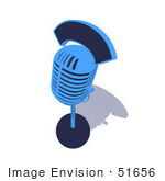 #51656 Royalty-Free (Rf) Illustration Of A 3d Blue Retro Style Microphone Resting On A Surface - Version 2