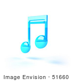 #51660 Royalty-Free (Rf) Illustration Of A Neon Blue 3d Music Note - Version 4