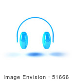 #51666 Royalty-Free (Rf) Illustration Of Blue 3d Wireless Headphones - Version 3