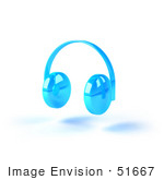 #51667 Royalty-Free (Rf) Illustration Of Blue 3d Wireless Headphones - Version 4