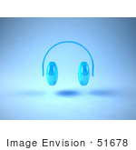#51678 Royalty-Free (Rf) Illustration Of Neon Blue 3d Headphones - Version 1
