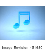 #51680 Royalty-Free (Rf) Illustration Of A Neon Blue 3d Music Note - Version 1