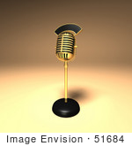 #51684 Royalty-Free (Rf) Illustration Of A 3d Gold Retro Microphone On A Counter - Version 7