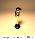 #51685 Royalty-Free (Rf) Illustration Of A 3d Gold Retro Microphone On A Counter - Version 9