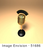 #51686 Royalty-Free (Rf) Illustration Of A 3d Gold Retro Microphone On A Counter - Version 10