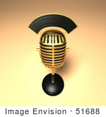 #51688 Royalty-Free (Rf) Illustration Of A 3d Gold Retro Microphone On A Counter - Version 11