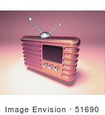 #51690 Royalty-Free (Rf) Illustration Of A 3d Pink Retro Radio - Version 4