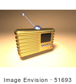 #51693 Royalty-Free (Rf) Illustration Of A 3d Gold Retro Radio - Version 3