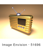 #51696 Royalty-Free (Rf) Illustration Of A 3d Gold Retro Radio - Version 4