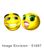#51697 Royalty-Free (Rf) Illustration Of Two Flirting 3d Smiley Faces