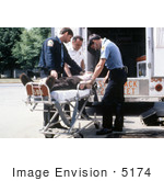 #5174 Pictur Of Emergency Medical Technicians (Emt'S) Putting A Patient Into An Ambulance