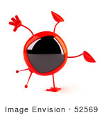 #52569 Royalty-Free (Rf) Illustration Of A 3d Red Television Mascot Doing A Cartwheel - Version 1