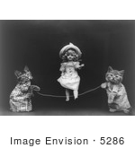 #5286 Cats Playing Jump Rope With Doll