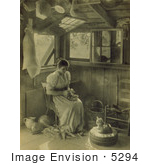 #5294 Woman Paring Apples