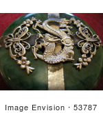 #53787 Royalty-Free Stock Photo Of A Golden Oriental Dragon Design