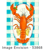 #53868 Royalty-Free Stock Clipart Of A Lobster On A Plate
