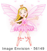 #56149 Clip Art Of A Happy Dancing Caucasian Ballerina Fairy Princess In Pink