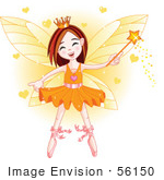 #56150 Royalty-Free (Rf) Clip Art Of A Fairy Girl In An Orange Tutu Surrounded By Hearts